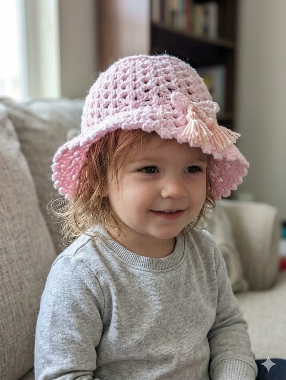 Handmade Pink Crochet Tassel Bucket Hat Kids Super Promo Lot 4 $50.(Save 12.50